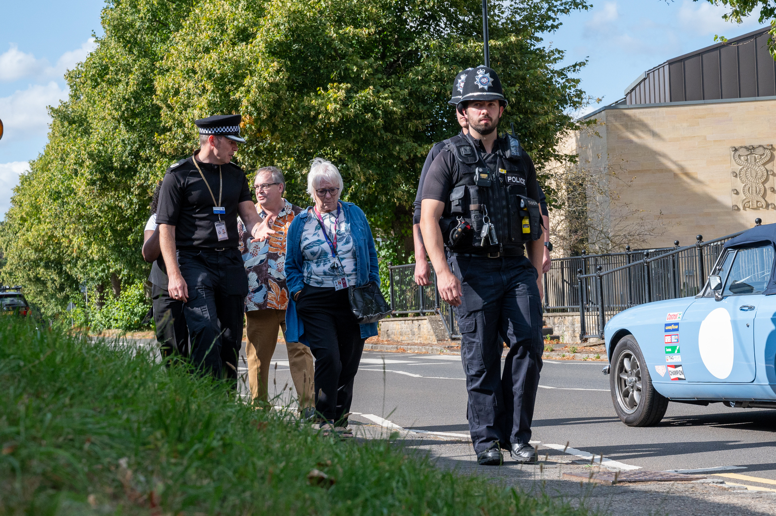 PFCC Danielle Stone, with ACC Adam Ward walking round Oundle