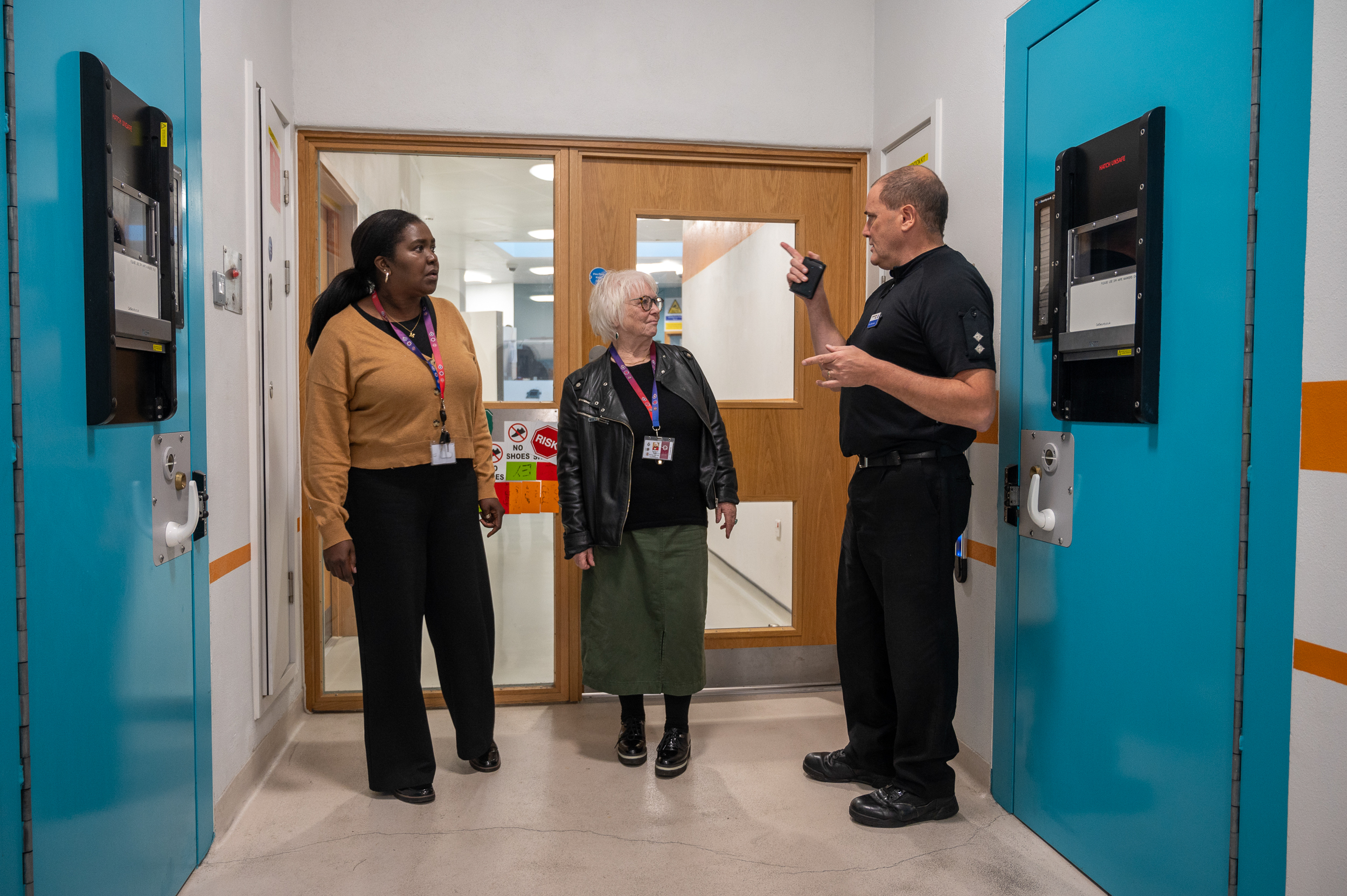 DPFCC Marianne Kimani and PFCC Danielle Stone being shown around a custody suite