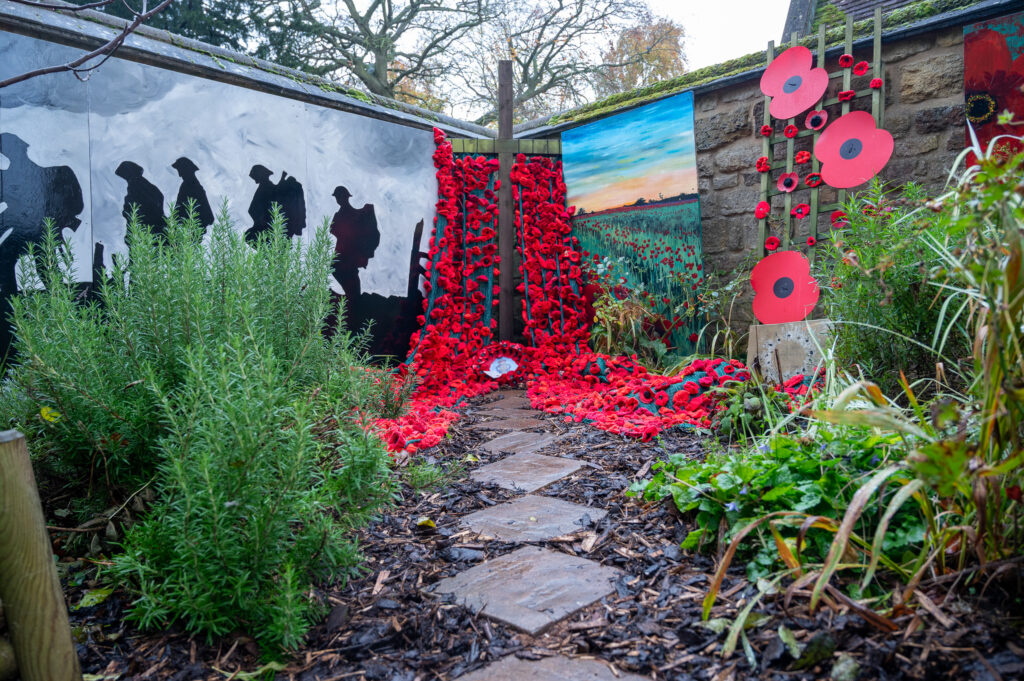 A Remembrance Garden filled with a poppy cascade 