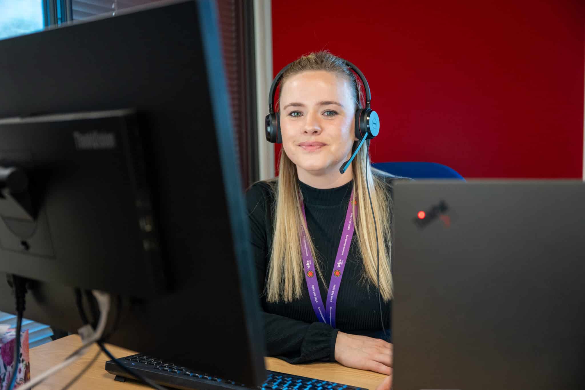 IDVA Sarah Tiller in Northamptonshire Police's control room.